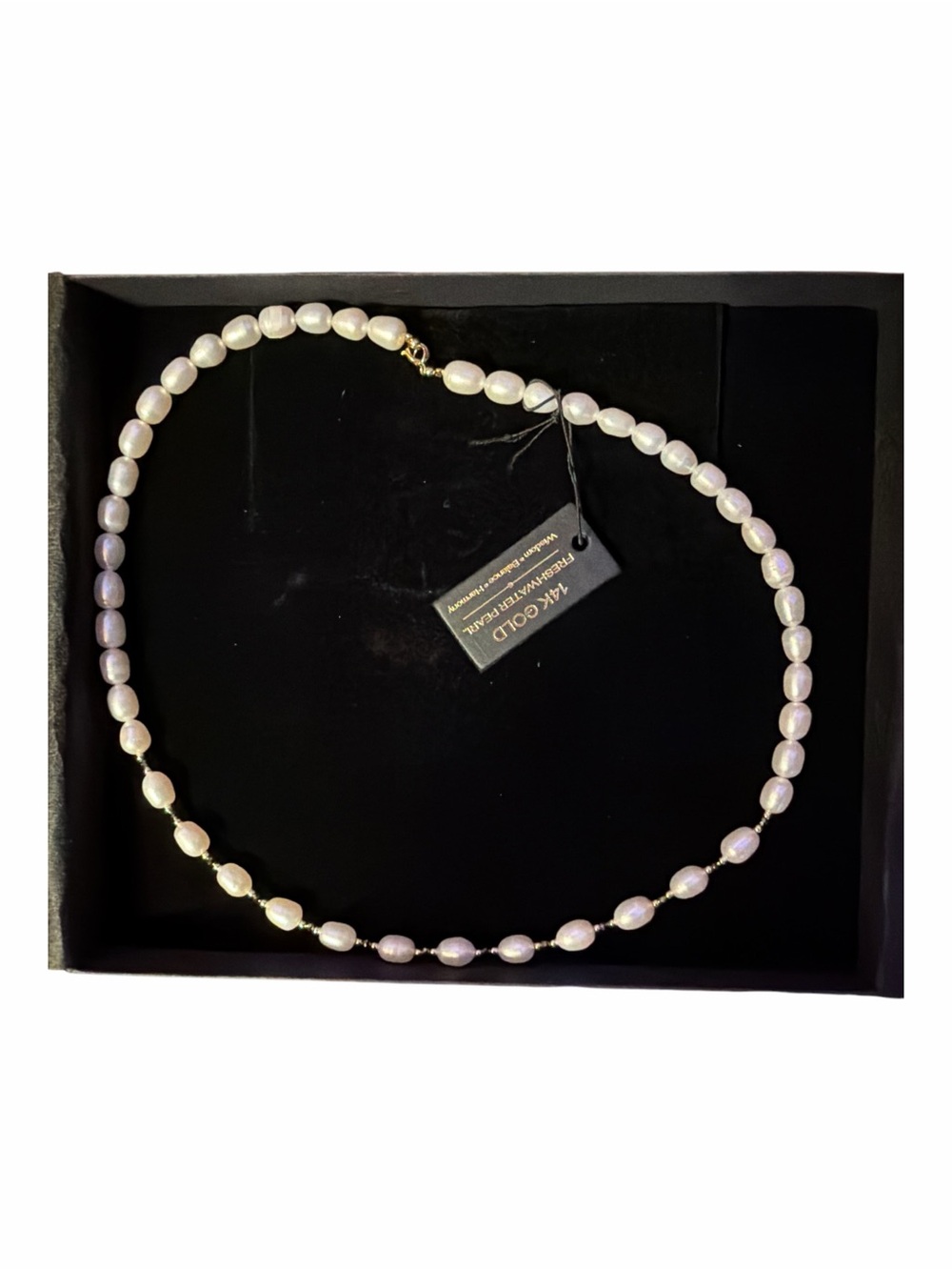 NIB 14K Yellow Gold Authentic Freshwater Pearl Necklace 18”
